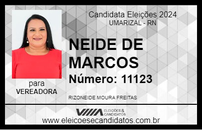 Candidato NEIDE DE MARCOS 2024 - UMARIZAL - Eleições