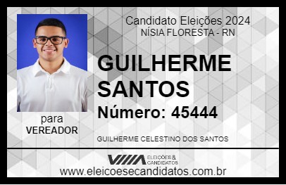 Candidato GUILHERME SANTOS 2024 - NÍSIA FLORESTA - Eleições