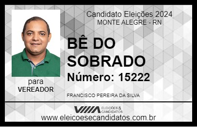 Candidato BÊ DO SOBRADO 2024 - MONTE ALEGRE - Eleições