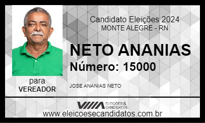 Candidato NETO ANANIAS 2024 - MONTE ALEGRE - Eleições