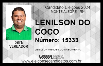 Candidato LENILSON DO COCO 2024 - MONTE ALEGRE - Eleições