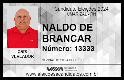 Candidato NALDO DE BRANCAR 2024 - UMARIZAL - Eleições