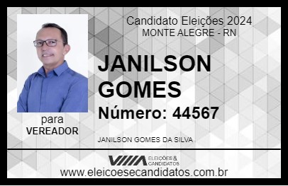 Candidato JANILSON GOMES 2024 - MONTE ALEGRE - Eleições