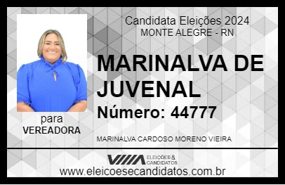 Candidato MARINALVA DE JUVENAL 2024 - MONTE ALEGRE - Eleições