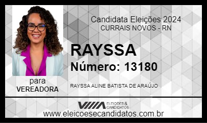 Candidato RAYSSA 2024 - CURRAIS NOVOS - Eleições