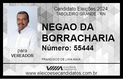 Candidato NEGAO DA BORRACHARIA 2024 - TABOLEIRO GRANDE - Eleições