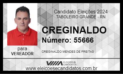 Candidato CREGINALDO 2024 - TABOLEIRO GRANDE - Eleições