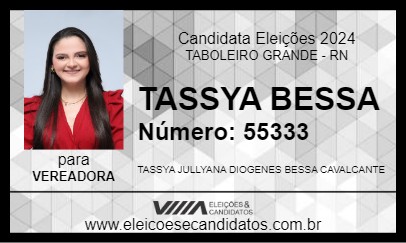 Candidato TASSYA BESSA 2024 - TABOLEIRO GRANDE - Eleições