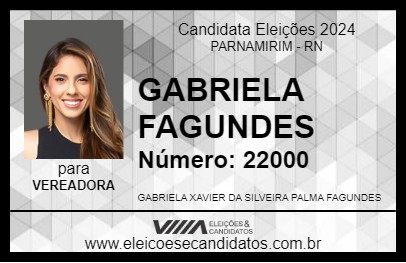 Candidato GABRIELA FAGUNDES 2024 - PARNAMIRIM - Eleições