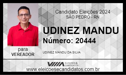 Candidato UDINEZ MANDU 2024 - SÃO PEDRO - Eleições