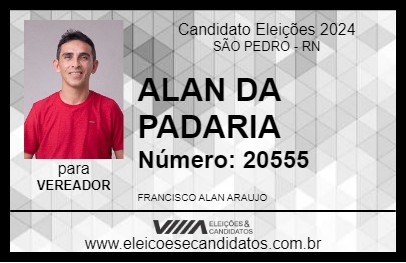 Candidato ALAN DA PADARIA 2024 - SÃO PEDRO - Eleições