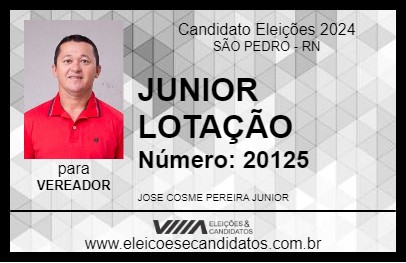 Candidato JUNIOR LOTAÇÃO 2024 - SÃO PEDRO - Eleições