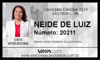 Candidato NEIDE DE LUIZ 2024 - SÃO PEDRO - Eleições