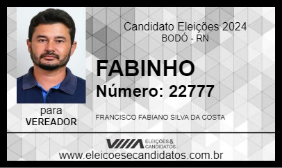 Candidato FABINHO 2024 - BODÓ - Eleições