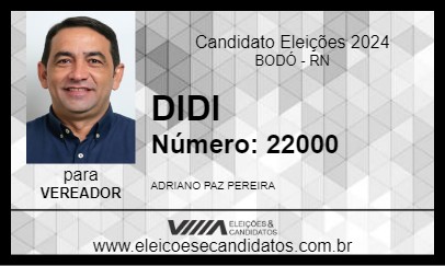 Candidato DIDI 2024 - BODÓ - Eleições