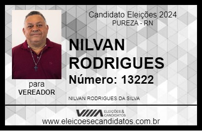 Candidato NILVAN RODRIGUES 2024 - PUREZA - Eleições