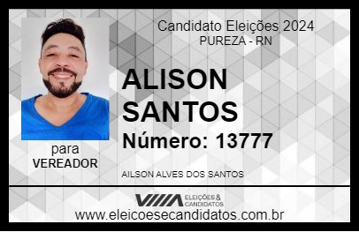 Candidato ALISON SANTOS 2024 - PUREZA - Eleições