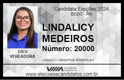 Candidato LINDALICY MEDEIROS 2024 - BODÓ - Eleições