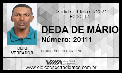 Candidato DEDA DE MÁRIO 2024 - BODÓ - Eleições