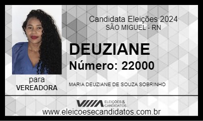 Candidato DEUZIANE 2024 - SÃO MIGUEL - Eleições