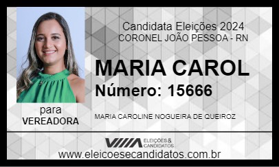 Candidato MARIA CAROL 2024 - CORONEL JOÃO PESSOA - Eleições