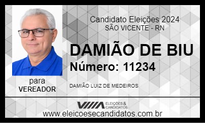 Candidato DAMIÃO DE BIU 2024 - SÃO VICENTE - Eleições