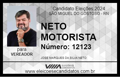 Candidato NETO MOTORISTA 2024 - SÃO MIGUEL DO GOSTOSO - Eleições