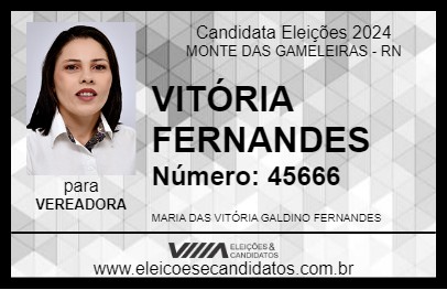 Candidato VITÓRIA FERNANDES 2024 - MONTE DAS GAMELEIRAS - Eleições