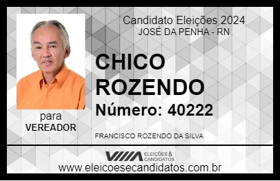 Candidato CHICO ROZENDO 2024 - JOSÉ DA PENHA - Eleições