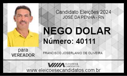 Candidato NEGO DOLAR 2024 - JOSÉ DA PENHA - Eleições