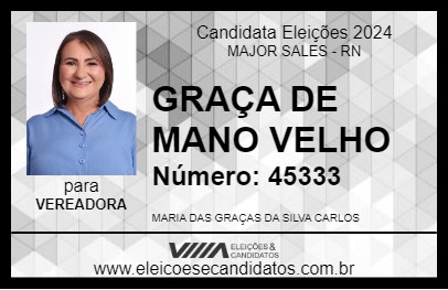 Candidato GRAÇA DE MANO  VELHO 2024 - MAJOR SALES - Eleições