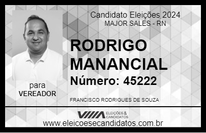 Candidato RODRIGO MANANCIAL 2024 - MAJOR SALES - Eleições