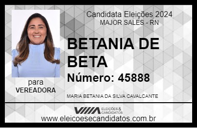 Candidato BETANIA DE BETA 2024 - MAJOR SALES - Eleições