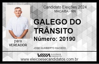 Candidato GALEGO DO TRÂNSITO 2024 - MACAÍBA - Eleições