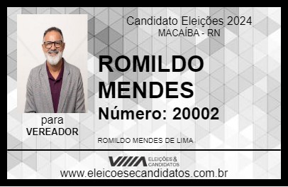 Candidato ROMILDO MENDES 2024 - MACAÍBA - Eleições