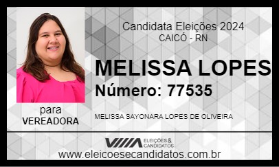 Candidato MELISSA LOPES 2024 - CAICÓ - Eleições