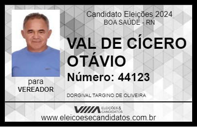 Candidato VAL DE CÍCERO OTÁVIO 2024 - BOA SAÚDE - Eleições