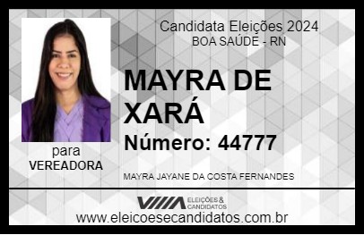 Candidato MAYRA DE XARÁ 2024 - BOA SAÚDE - Eleições