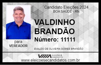 Candidato VALDINHO BRANDÃO 2024 - BOA SAÚDE - Eleições