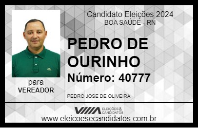 Candidato PEDRO DE OURINHO 2024 - BOA SAÚDE - Eleições