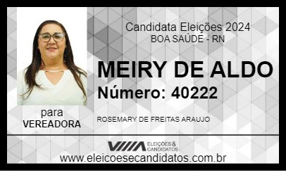 Candidato MEIRY DE ALDO 2024 - BOA SAÚDE - Eleições