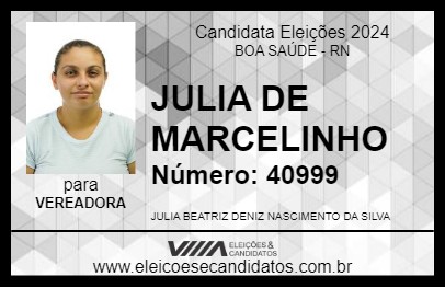 Candidato JULIA DE MARCELINHO 2024 - BOA SAÚDE - Eleições