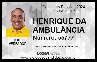 Candidato HENRIQUE DA AMBULÂNCIA 2024 - JUCURUTU - Eleições