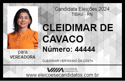 Candidato CLEIDIMAR DE CAVACO 2024 - TIBAU - Eleições