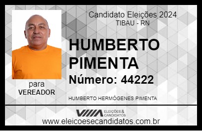 Candidato HUMBERTO PIMENTA 2024 - TIBAU - Eleições