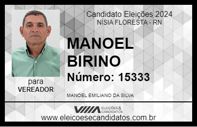 Candidato MANOEL BIRINO 2024 - NÍSIA FLORESTA - Eleições