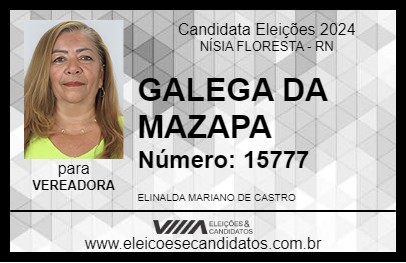 Candidato GALEGA DA MAZAPA 2024 - NÍSIA FLORESTA - Eleições