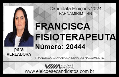 Candidato FRANCISCA FISIOTERAPEUTA 2024 - PARNAMIRIM - Eleições