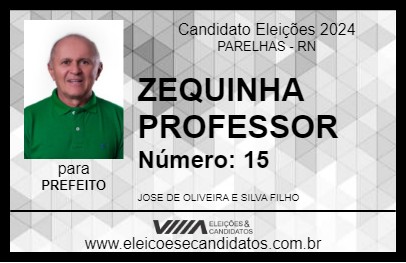 Candidato ZEQUINHA PROFESSOR 2024 - PARELHAS - Eleições