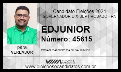 Candidato EDJUNIOR 2024 - GOVERNADOR DIX-SEPT ROSADO - Eleições